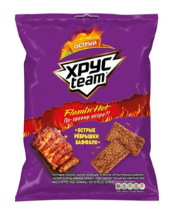 СУХАРИКИ ХРУС TEAM FLAMING HOT ОСТРЫЕ РЕБРЫШКИ БАФФАЛО 67ГР