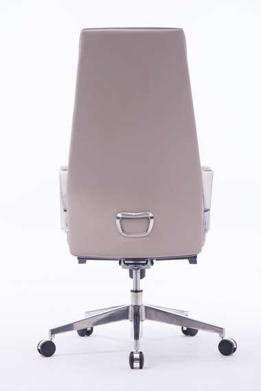 Кресло офисное Норден / Лондон ЛЮКС / хром / темно серая+светло серая (вставки) экокожа