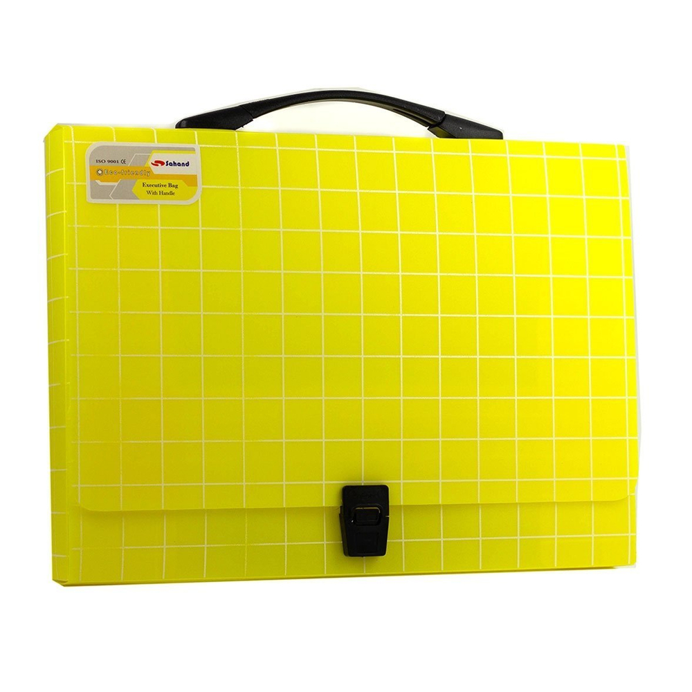 Папка-портфель на застежке Sahand, А4 360х265х40 мм, пластиковая, 800 мкм, ассорти, матовая, рисунок карман для визитки, "Square"