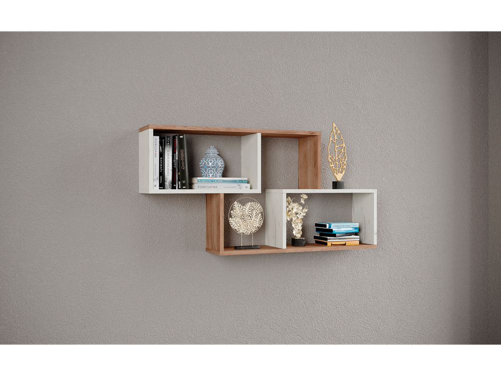 Полка навесная ПН-3 дуб крафт табачный/дуб крафт белый ТЭКС