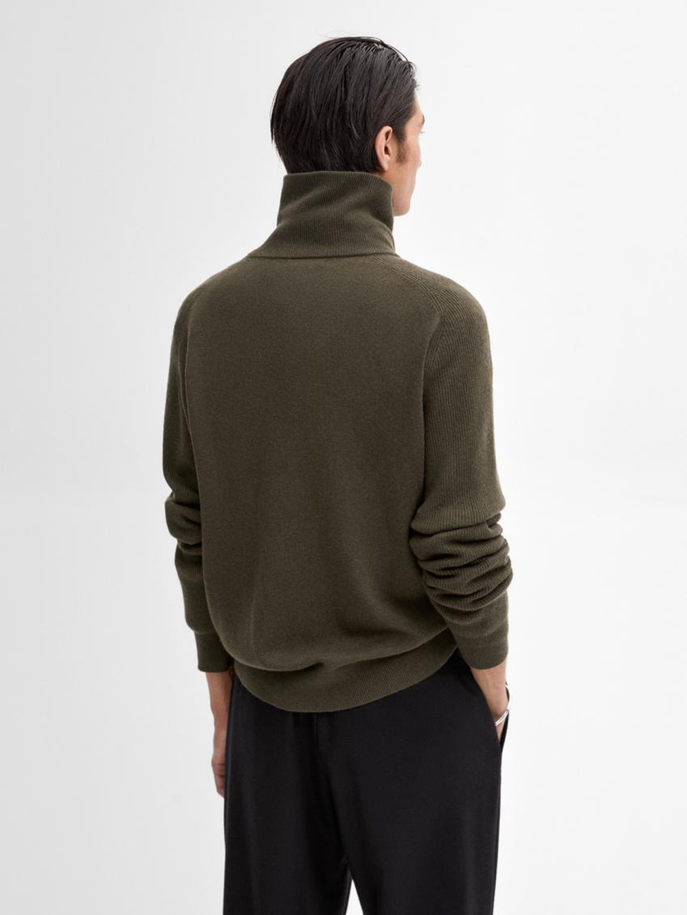 Massimo Dutti Свитер из смесовой шерсти, хаки