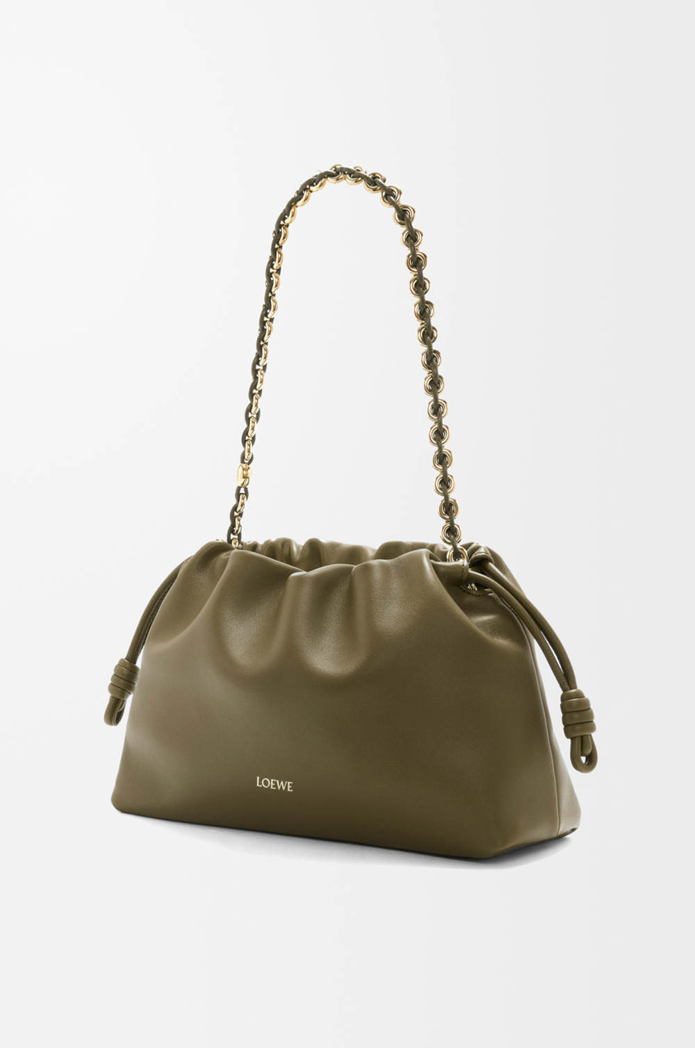 Loewe Сумка Flamenco среднего размера из мягкой кожи ягненка наппа, темный хаки