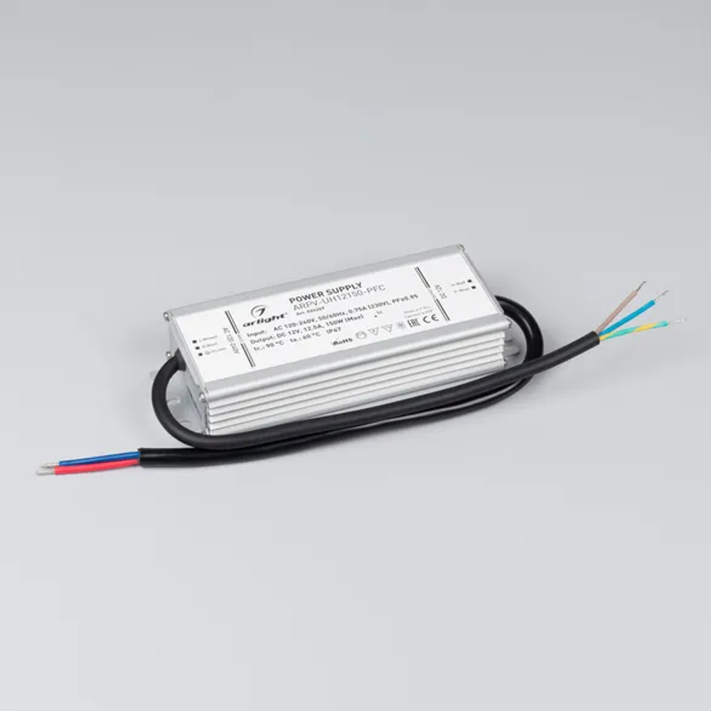 Блок питания ARPV-UH12150-PFC (12V, 12.5A, 150W) (Arlight, IP67 Металл, 7 лет) 024269