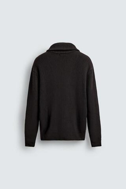 ZARA ДЖЕМПЕР ВЯЗАНЫЙ С ВОРОТНИКОМ НА МОЛНИИ, ШОКОЛАДНЫЙ