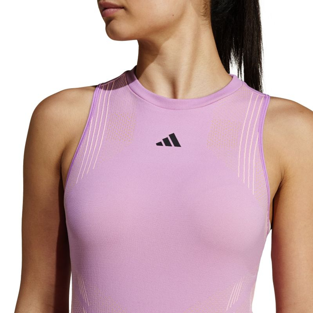 Топ теннисный Adidas Tennis Pro Aeroready Seamless Y-Tank Top - preloved purple/semi spark/pink spark