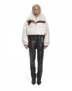 Куртка - бомбер с воротником из овчины