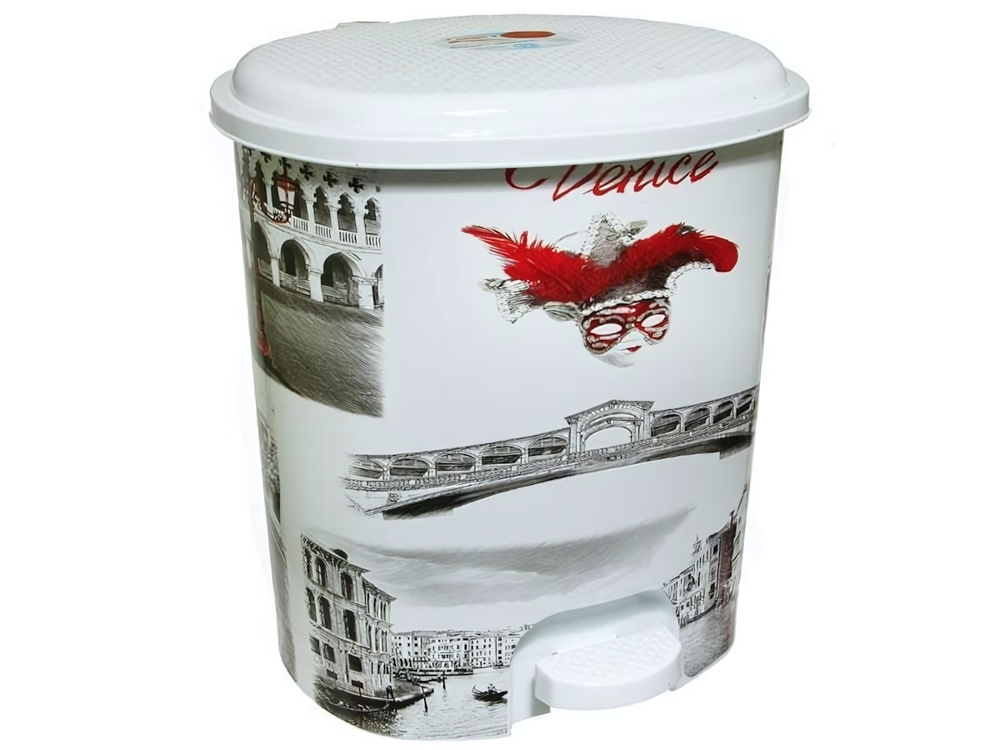 Ведро 12л с педалью "Венеция" белое