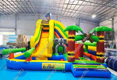 Надувной водный батут с бассейном «Туземец» размер 6,5*6*5 м