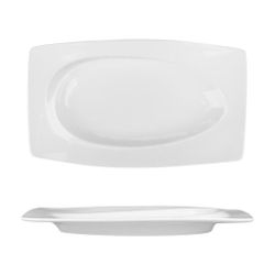 Блюдо прямоугольное 25*14,8 см h2,2 см с бортом Asymmetry белое фарфор NEW P.L. [5]