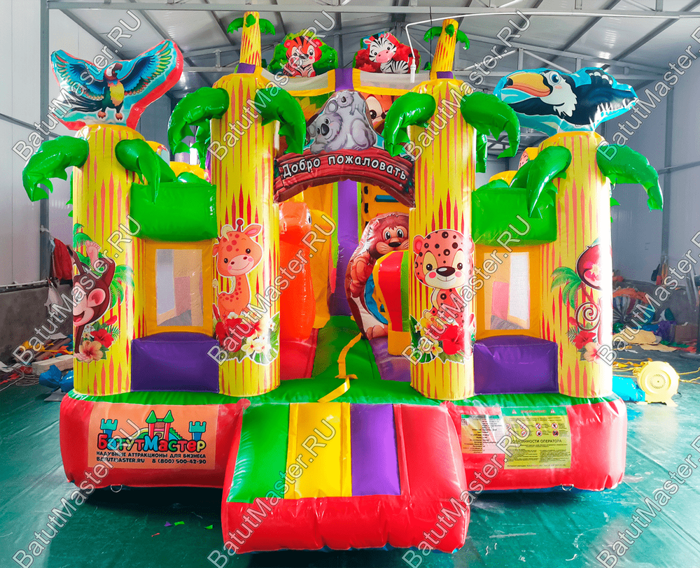 Коммерческий надувной батут "Звериная команда 2" 8*3,5*5 м