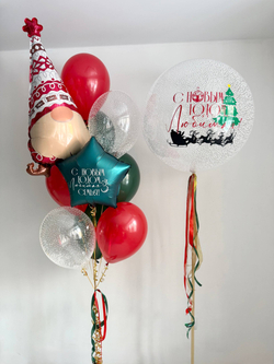 Воздушные гелиевые шарики с доставкой по Хабаровску гном/снег №4527