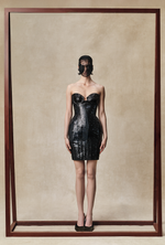 Корсетное платье мини с пайетками и объемной юбкой