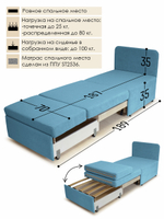 Кресло-кровать "Миник" 70 см, велюр Candy Blue