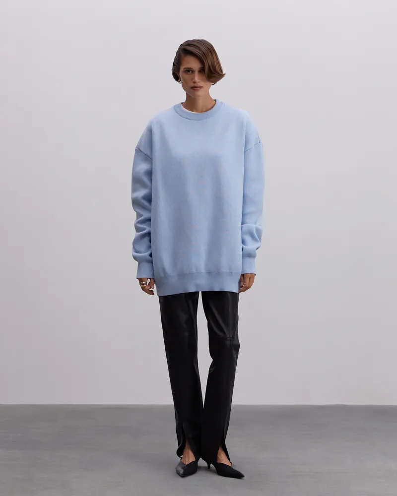 Голубой свитшот из хлопка