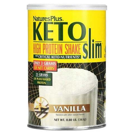 Растительный протеин NaturesPlus, Keto Slim, высокопротеиновый коктейль, ваниль, 363 г (0,80 фунта)