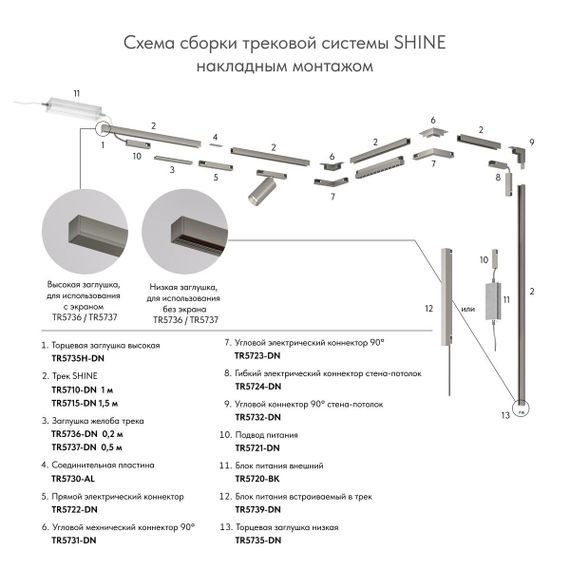 Коннектор L-образный Denkirs Shine Base TR5731-DN