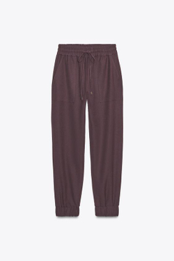 ZARA БРЮКИ С МАНЖЕТАМИ, БУРГУНДИ