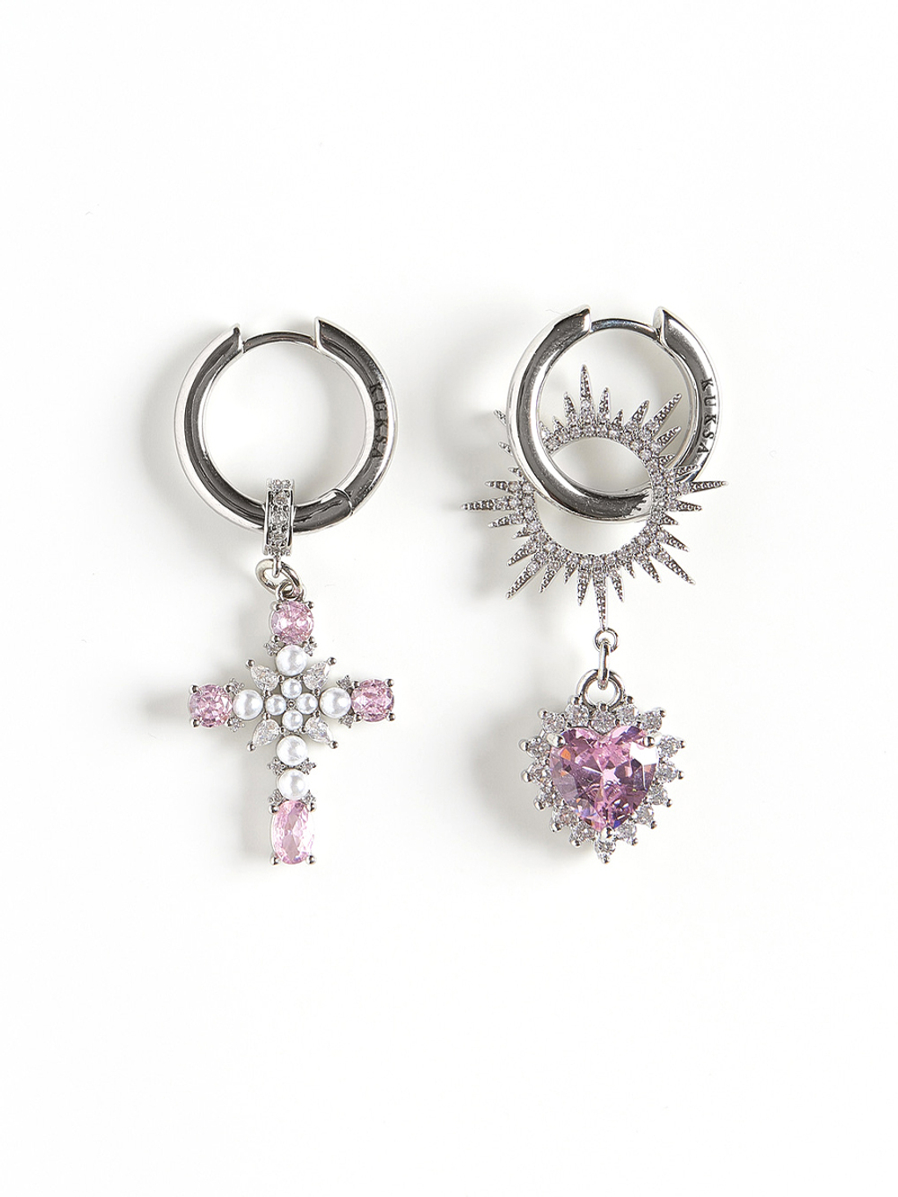 Серьги "Sun Cross Heart" Silver