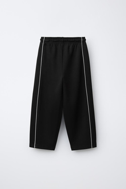 ZARA СПОРТИВНЫЕ БРЮКИ BARREL, ЧЕРНЫЙ