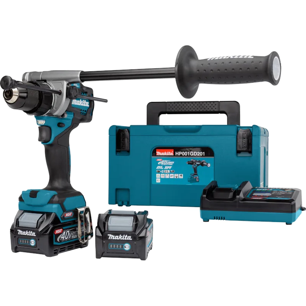 Makita HP001GD201 аккумуляторная дрель-шуруповерт (2 x 2.5 Ач, ЗУ)