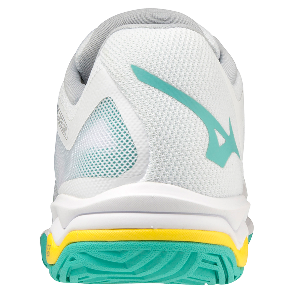 Женские Кроссовки теннисные Mizuno Wave Exceed Light AC - white/turquoise/high visibility yellow