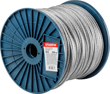 Трос стальной, оцинк. М4 DIN 3055 (бухта 200 м) STARFIX