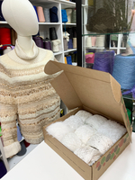 Набор летний итальянской фантазийной пряжи для футболки, джемпера "БЕЛЫЙ ЛЕБЕДЬ"; Состав: хлопок, пайетки, вискоза, люрекс, микрофибра. Общий вес: 500 гр MP