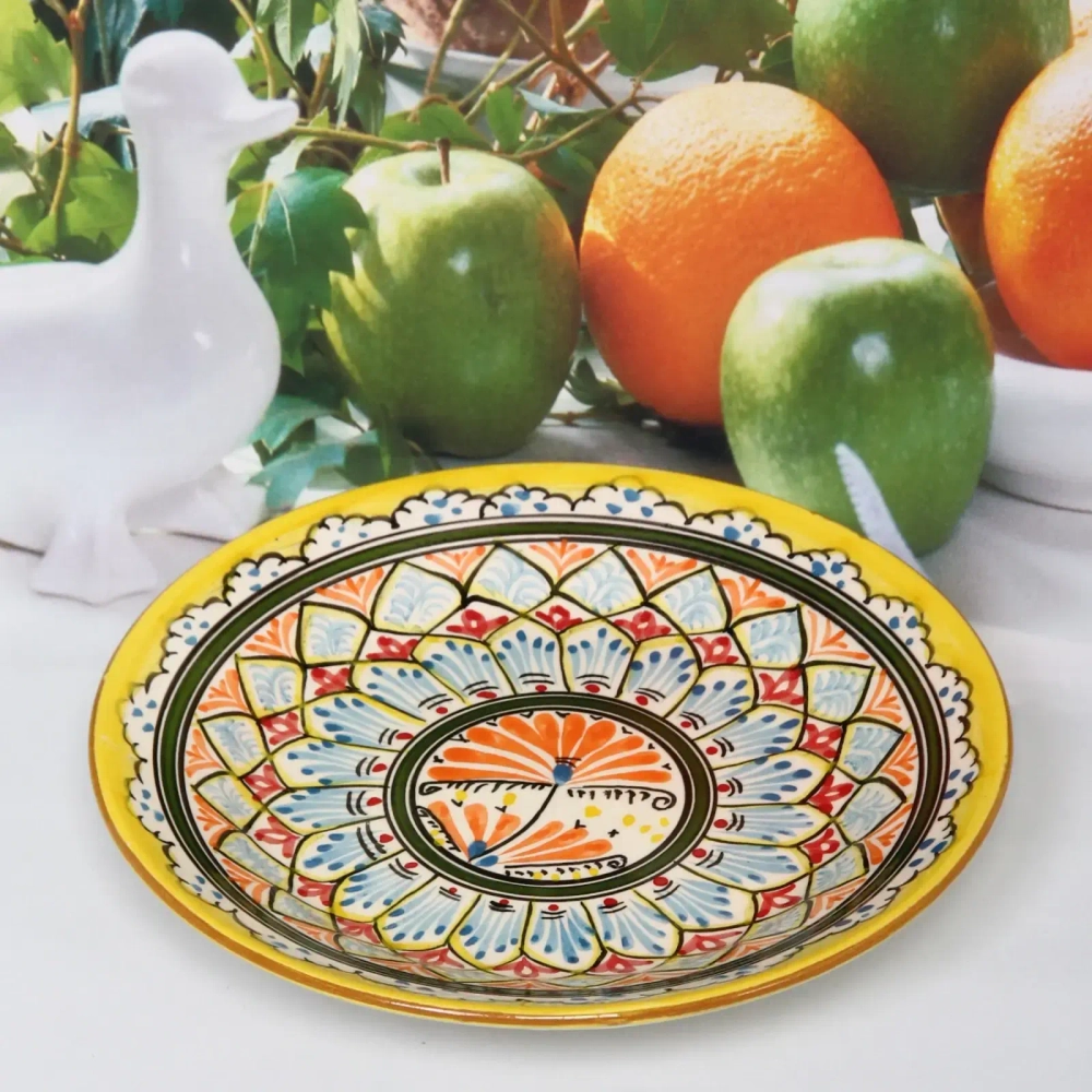 Тарелка плоская 22см желтая Риштанская Керамика
