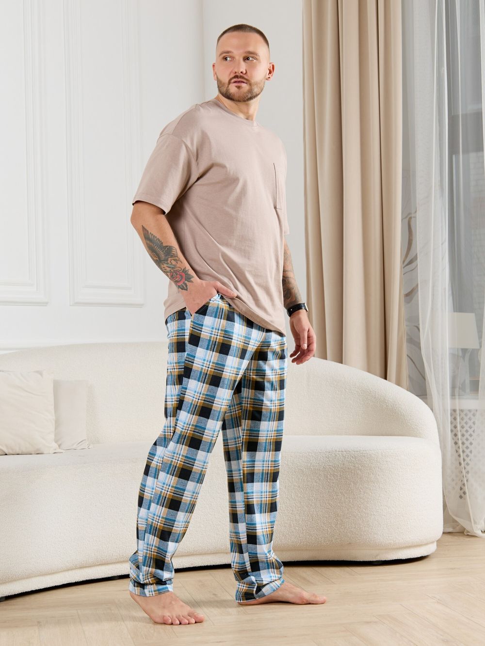 Брюки мужские Тор-1 Виотекс КЛЕТКА БИРЮЗА