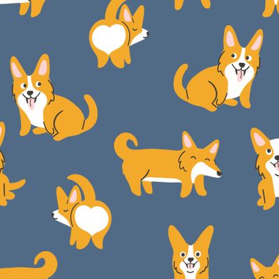 Корги на темно синем