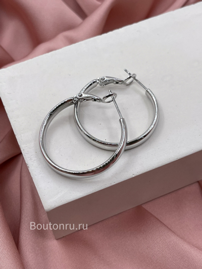 Серьги кольца серебристые