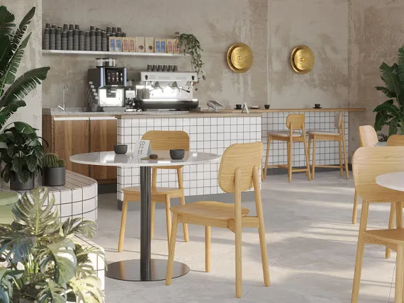 Стул полубарный с обивкой Saga, рогожка, бежевый