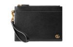 GUCCI Marmont Grain Leather Clutch Men"s Black