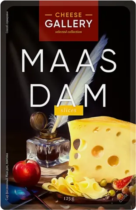 Сыр Cheese Gallery Маасдам нарезка 45% 125г