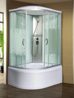 Душевая кабина МОНОМАХ  МОНОМАХ XL 100/80/44 МЗ R 100х80 см,  прозрачное с рисунком стекло, поддон высокий, с крышей, правосторонняя