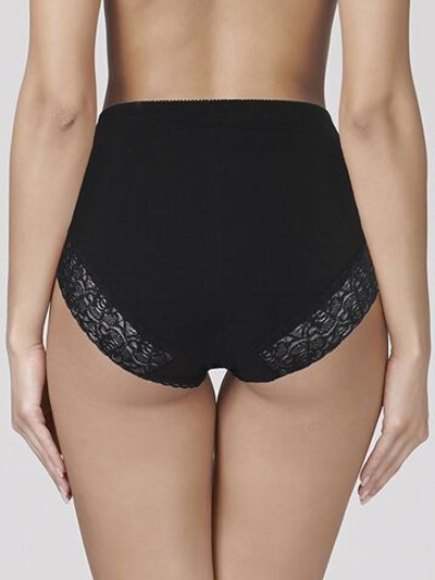 Трусы-слип с высокой линией талии из хлопковой ткани (Размер: XL) (Цвет: черный)