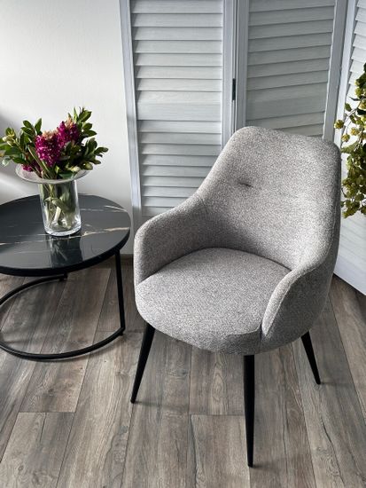 Стул STAMEN ткань DAVIS RETRO BLISS 85, цвет серый / черный каркас