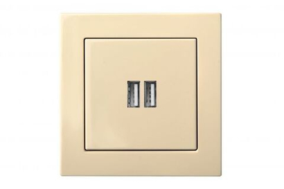 Розетка USB Двойная для Зарядки УМНАЯ 5V(3,4А) Бежевая LIREGUS EPSILON