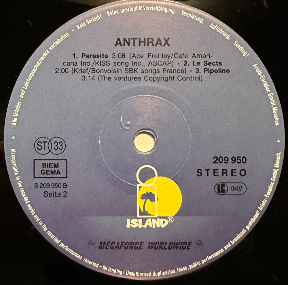 Anthrax - Penikufesin (Германия 1989г.) 12", 45 RPM