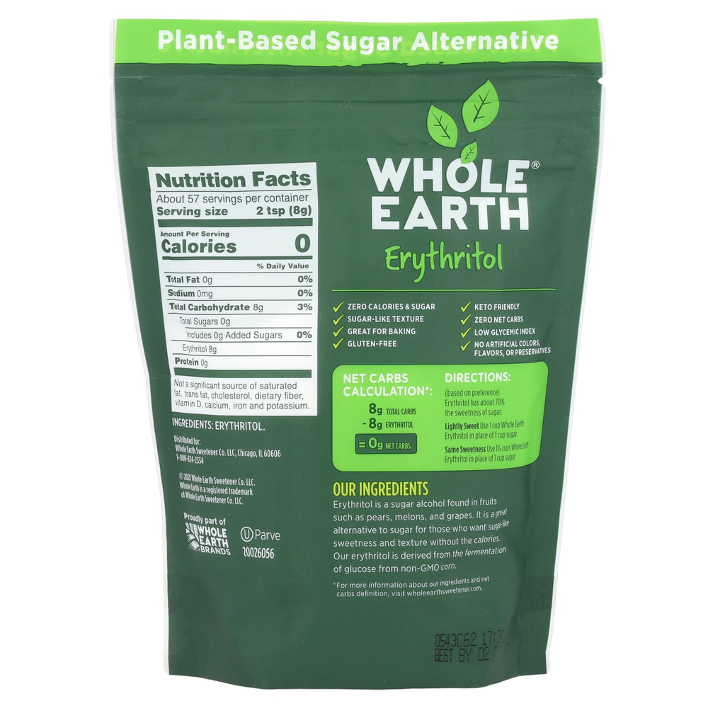 Whole Earth, эритритол, 454 г (16 унций)