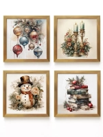 Картины на стену интерьерные на холсте 4 шт, 23*23 см