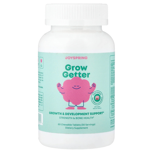 JoySpring, Grow Getter, для детей от 4 лет, фруктовый пунш, 60 жевательных таблеток