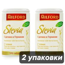 Сахарозаменитель Milford Стевия, 370 таблеток, 2 шт