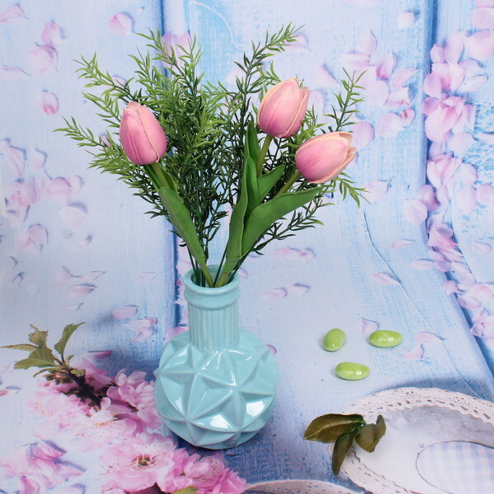 Ваза из керамики «Crispy-Беверли» 15,5см цвет голубой