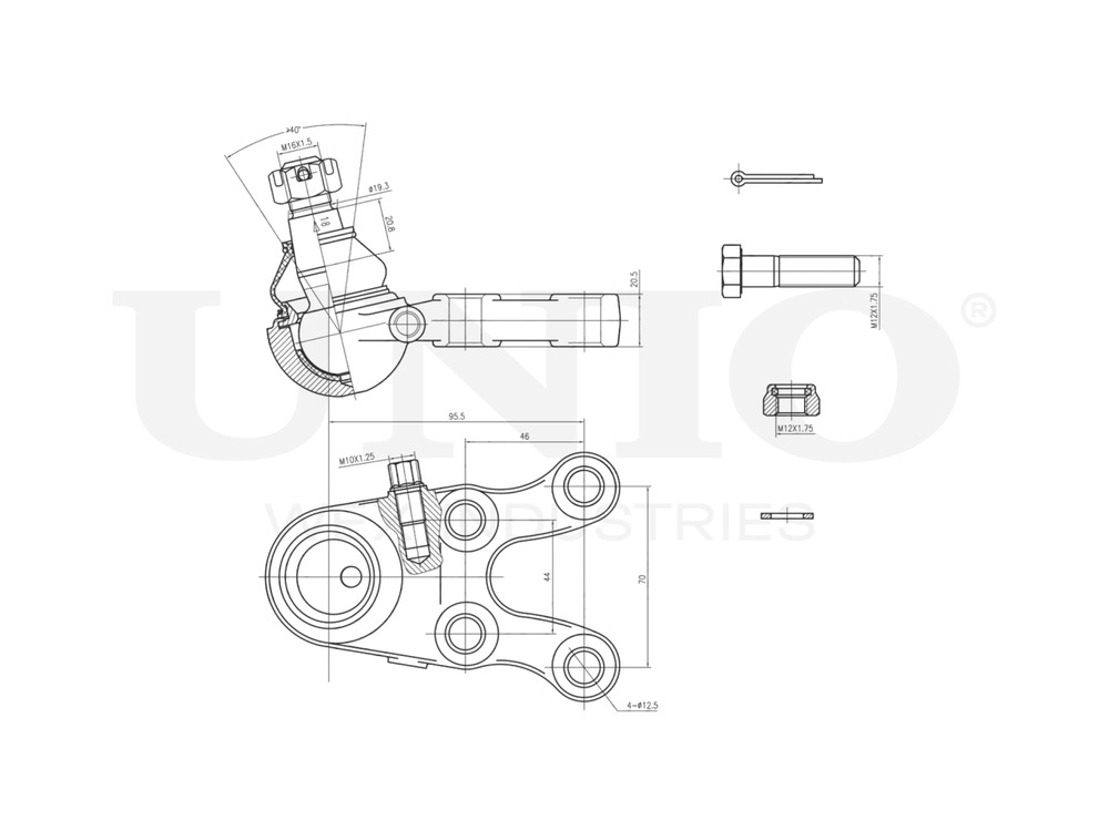 Опора шаровая передняя нижняя правая UNIO SSP-20018