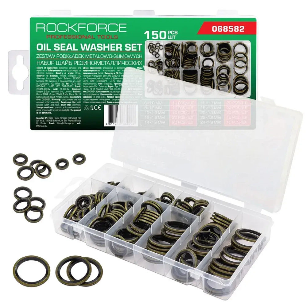 Шайбы резино-металлические, набор 150пр. RockFORCE RF-068582
