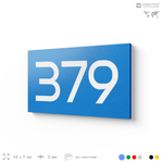 Номер на дверь 379, табличка на дверь для офиса, квартиры, кабинета, аудитории, склада, голубая 120х70 мм, Айдентика Технолоджи