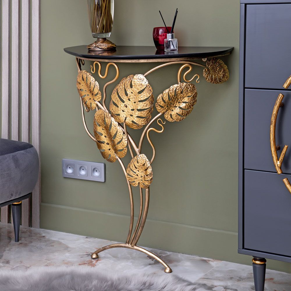 Консоль Monstera Deliciosa Wood (Монстера) Каштан Амбер