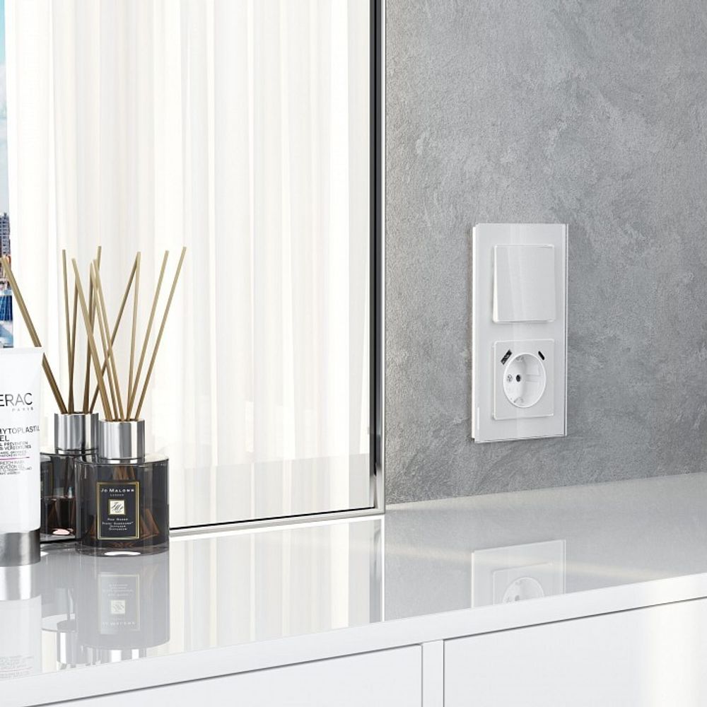 Выключатель проходной одноклавишный без рамки Werkel белый акрил W1112041