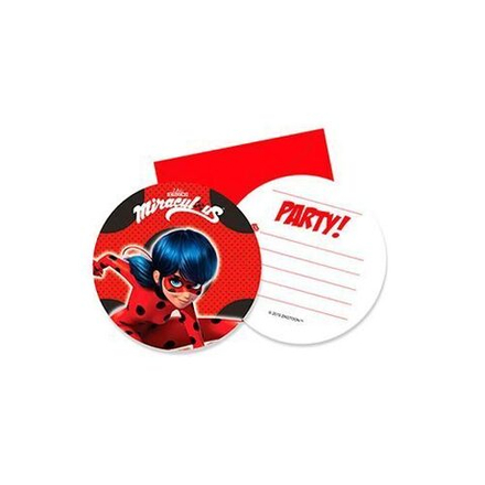 Приглашения Леди Баг 6 шт